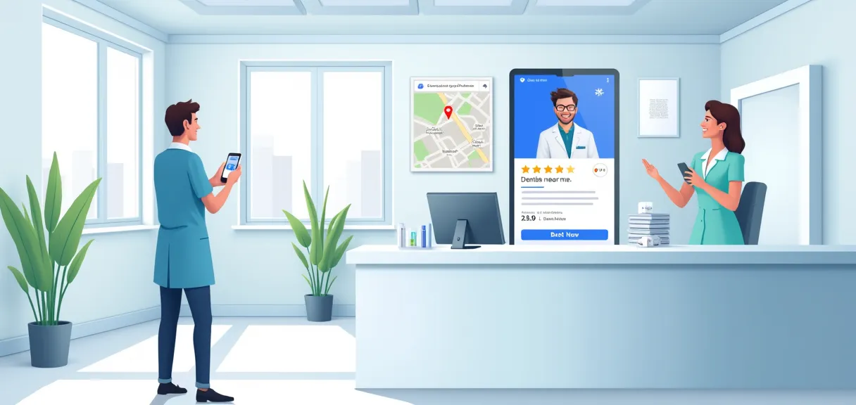 Clínica dental con perfil de Google Business Profile optimizado, atrayendo pacientes locales.