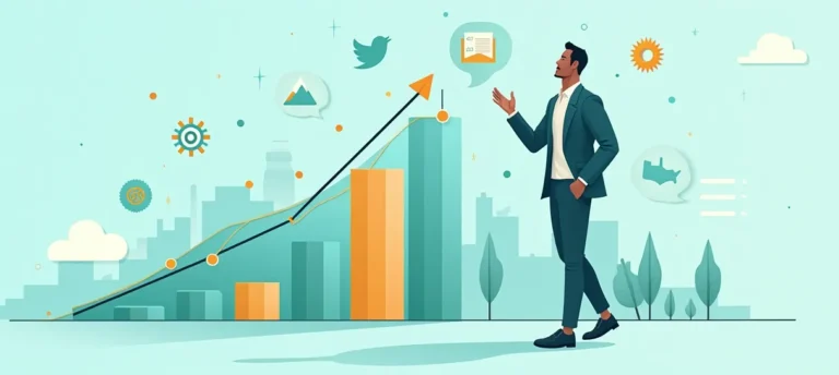 Consultor/a de negocios frente a gráfico de crecimiento SEO, representando el éxito en el posicionamiento online.