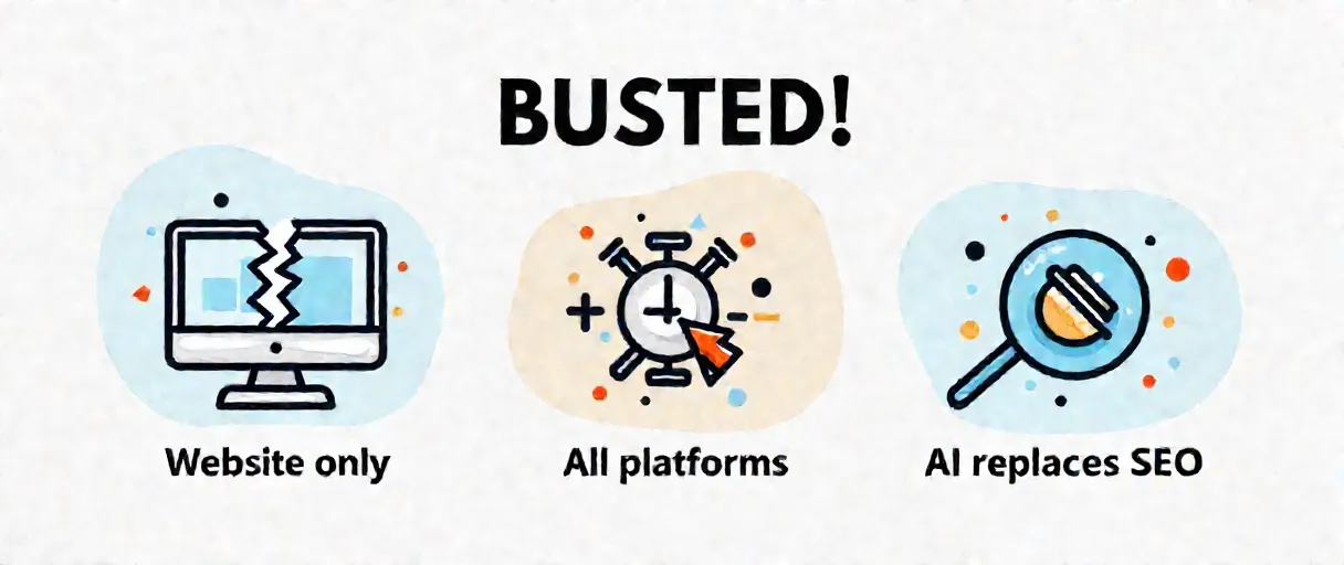 mitos-seo-romper-falso-verdadero Mitos del SEO que debes romper: El SEO no es solo para webs, no necesitas estar en todas partes y la IA no reemplaza al SEO. SeoTop.com.mx
