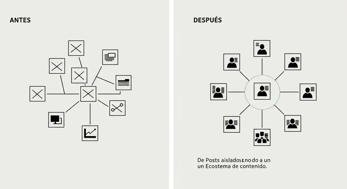 Blog Caótico vs Ecosistema Organizado - Topic Clusters