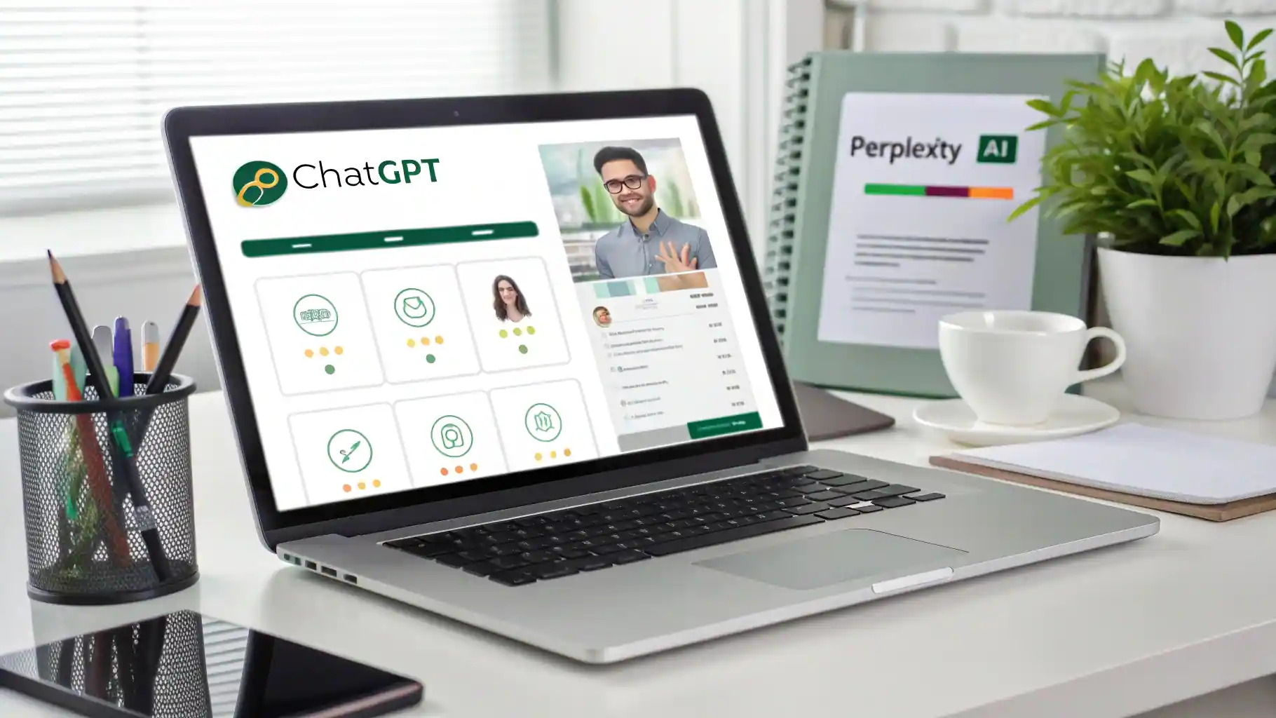 Usuario interactuando con ChatGPT y Perplexity para búsquedas de negocios locales